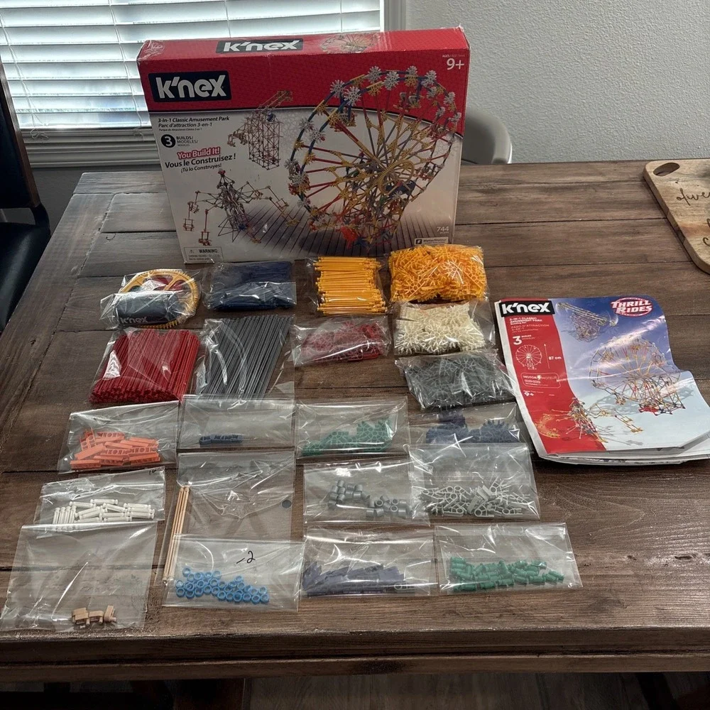 K'NEX 3-In-1 Classic Amusement Park 744 As Is Missing 2 O Rings And Motor Not Te